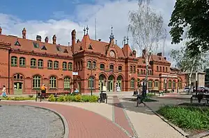 Neo-gothic railway station in Malbork