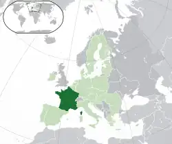 Map showing France in Europe