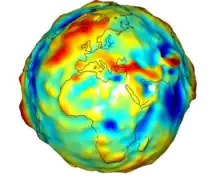 Image of globe combining color with topography.