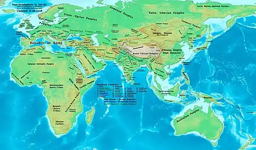 Eastern Hemisphere in 100 BCE.