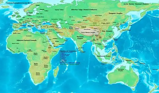 Eastern Hemisphere in 200 BCE.