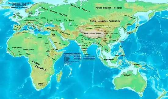 Eastern Hemisphere in 500 BCE.