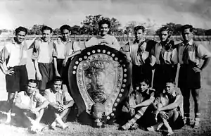 Photograph of the Pancha Pandavas with the IFA Shield