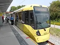 metrolink tram at the platform