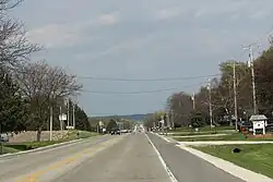 Looking east in East Waupun on Wisconsin Highway 49