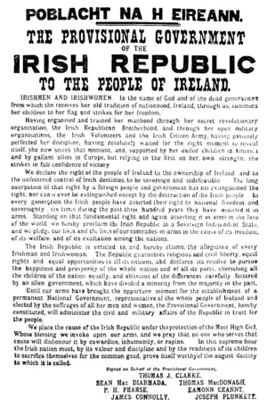 Image 17The Easter Proclamation, issued by Leaders of the Easter Rising (from History of Ireland)