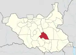 Location of Eastern Lakes State within South Sudan