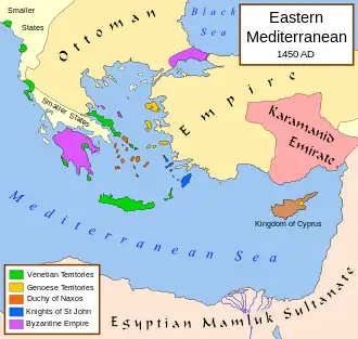 The Karamanid beylik and other eastern Mediterranean states in 1450