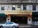 The hotel entrance when it operated as the Eastland Park Hotel, in November 2010