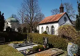 new and old cemetery chapel