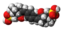 Space-filling model of the ecamsule molecule