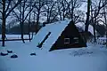 Sod house in winter