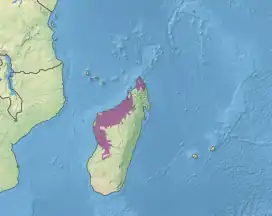 Map showing location of dry forest in the north and west of Madagascar