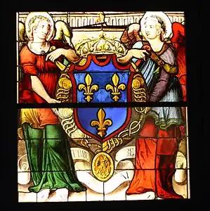 Coat of arms with angels,  originally in the windows of the Saint-Chapelle chapel in Vincennes