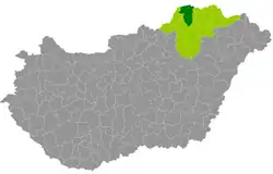 Edelény District within Hungary and Borsod-Abaúj-Zemplén County.