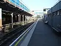 Platform 1 looking south, with trainshed to the left undergoing refurbishment, July 2008