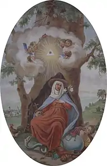 Ceiling fresco depicting Edigna in her linden tree