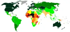 world map comparing different countries by their education index