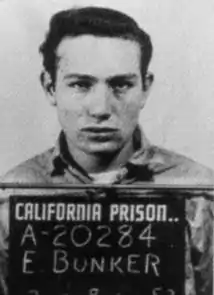 Edward Bunker mugshot taken at Foxriver Penitentiary in 1952