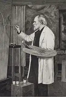 Photogravure of portrait of Burne-Jones by his son Philip