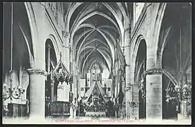 Old post card (ca. 1900) showing the interior of the church