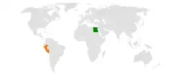 Map indicating locations of Egypt and Peru