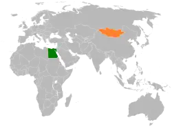 Map indicating locations of Egypt and Mongolia