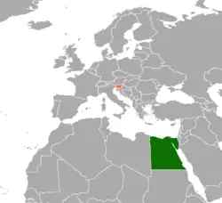 Map indicating locations of Egypt and Slovenia