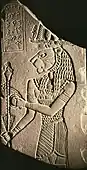 Votive plaque of king Tanyidamani; c. 100 BC; siltstone; 18.5 × 9.5 cm Walters Art Museum