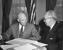 President Dwight D. Eisenhower with AEC chair Lewis Strauss in 1954