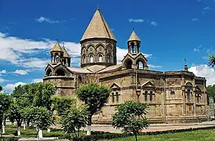 Etchmiadzin Cathedral in Armenia, original building completed in 303 AD, a religious centre of Armenia. It is a UNESCO World Heritage Site.