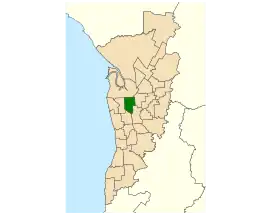 Map of Adelaide, South Australia with the electoral district of Croydon highlighted