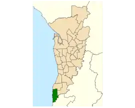 Map of Adelaide, South Australia with electoral district of Kaurna highlighted