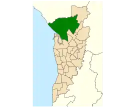 Map of Adelaide, South Australia with electoral district of Taylor highlighted