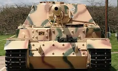 The United States Army Ordnance Training Support Facility's restored Elefant from the front