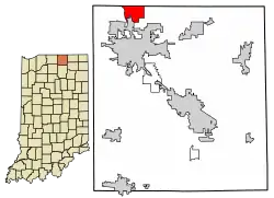 Location of Simonton Lake in Elkhart County, Indiana.