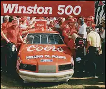 Bill Elliott in victory lane after winning the 1985 Winston 500