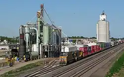 The Union Pacific Railroad's main line runs through Elm Creek.