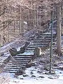 One of thirteen stone stairways