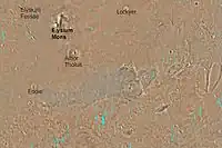 Map of Elysium quadrangle. Elysium Mons and Albor Tholus are large volcanoes.