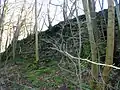 The retaining wall of the embankment.