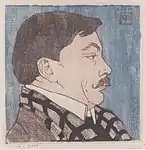 Gravure sur bois de fil en couleur, 18,2 x 18,5 cm, 1903