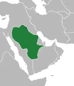 Jabal Shammar at its greatest extent in 1891