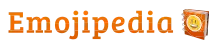 The wordmark Emojipedia and the logo of an orange book with a smiling emoji on the cover, both in orange tint