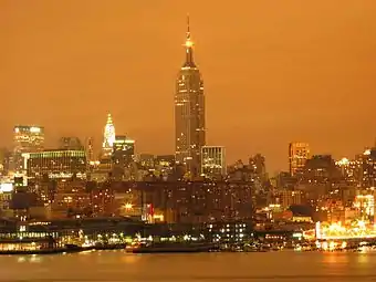 This time exposure photo of New York City at night shows skyglow.