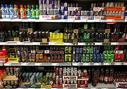 Various brands of energy drinks