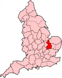 Cambridgeshire and the Isle of Ely shown within England