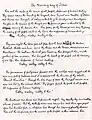 Page 1 of Tagore's translation of "Jana Gana Mana" on February 28, 1919, at the Besant Theosophical College
