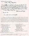 Page 2 of Tagore's translation of "Jana Gana Mana" on February 28, 1919, at the Besant Theosophical College