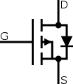 Enhancement mode, P-channel MOSFET